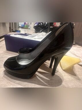 Stuart Weitzman Black Patent Platform High Heel Pumps
